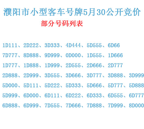 濮阳车牌最新号段-濮阳车牌新号码段揭晓